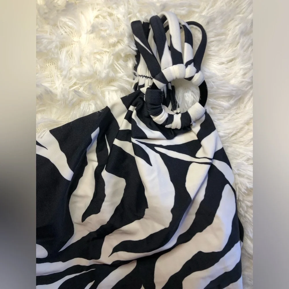 Zebra Print One-Shoulder Swimsuit - Picture 6 of 14